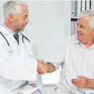 Doctor and prostate cancer patient shaking hands