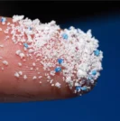Microplastics on a man's finger