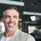 Headshot of a man from side profile, thinking about mens health